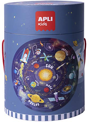 APLI Kids - Puzle Circular Sistema Solar 48 Piezas - Diseño Infantil Multicolor - Cartón Resistente Ø50 cm - Incluye Póster - Recomendado para Niños 5 Años, Multicolor, Cartón