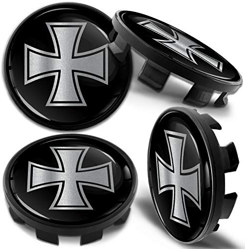Biomar Labs 4 x 68mm Nabendeckel Kompatibel mit BMW 36136783536 Felgendeckel Radnabenabdeckung Nabenkappen Felgenkappen Radkappen Alufelgen Silber Schwarz CB 32