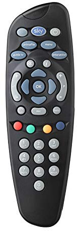 One For SKY 705 - Telecomando comprensivo di 2 batterie Duracell, Ricambio originale per Decoder Sky HD e Decoder Sky, Nero