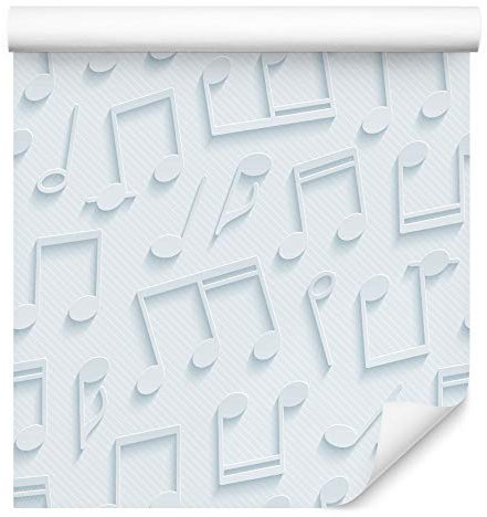 Muralo Tapete 10m Rolle Vlies Tapete Noten 3D Effekt Minimalismus Geometrie Musik Vliestapete 1000 x 53cm Wand Tapete Wohnzimmer Schlafzimmer Moderne Wanddeko Wand Dekoration