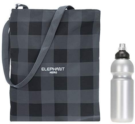 Elephant Turnbeutel Sportbeutel Hero Signature Attach Bag Tasche fixierbar Jungen Mädchen Auswahl passt zu Cyber Camo, Two Tone, Flower, Cube oder Plaid + Trinkflasche (Plaid Grün 12371)