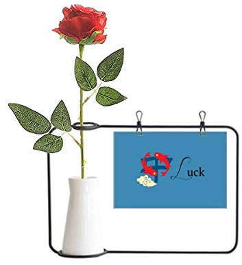 OFFbb-USA Chinesische Karpfen Good Luck Blessings Künstliche Rose Blume hängende Vasen Dekoration Flasche