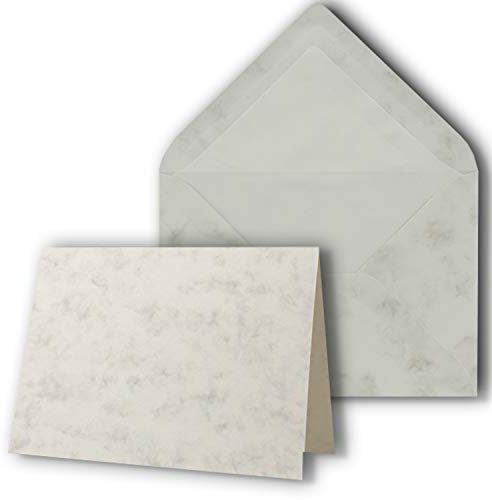 25 Sets - großes Kartenpaket mit 25 Faltkarten & 25 Umschlägen - 10,5 x 14,8 cm - DIN A6/C6 - Marmor - NEUSER PAPIER