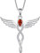 FJ Engelsflügel Kette Damen 925 Sterling Silber Schutzengel Anhänger Halskette Infinity Unendlichkeit Granat Januar Geburtsstein Schmuck Geschenke für Frauen Mädchen