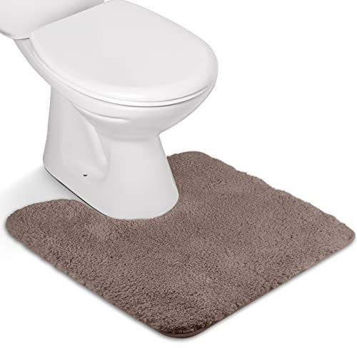 FCSDETAIL Tappeti da Bagno a Pelo Lungo Antiscivolo, Tappetino Lavabile in Lavatrice con Microfibre Morbide Assorbenti per Vasca, Doccia e Bagno (U - 50X50 cm, Marrone scuro)