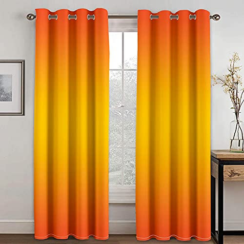 NuAnYI Rideau Salon Moderne Orange Dégradé Art Occultant Isolant Thermique Chambre Enfant À Oeillets 3D Acoustique Draperies Intérieurs 170x200CM