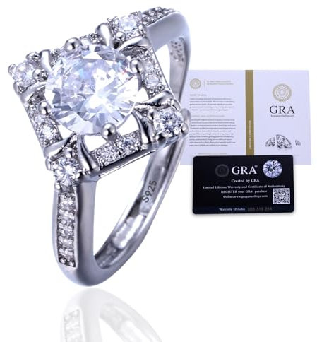 Halukakah Damen Moissanite Ring 925er Sterlingsilber mit 1 Karat Labordiamant und Zertifikat,1,0ct Eleganter Schmuck für Verlobungen,Feiern,Verstellbare Größe,Galaxie,Geschenk für Frau,Freundin