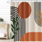 Uiiooazy Duschvorhang Terracotta, Duschvorhang 180x200cm Boho Style Orange Abstrakt Kunst Grüne Blätter Duschvorhänge Anti Schimmel Stoff Waschbar Polyester Bad Vorhang mit 12 Haken für Badezimmer