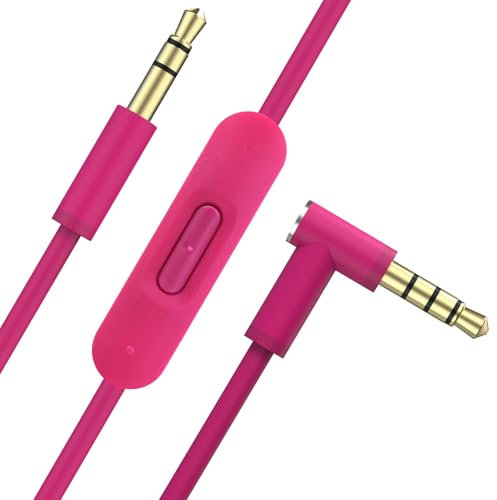 Toxaoii Câble audio de rechange avec microphone en ligne et contrôle compatible avec casques Beats by Dr Dre Solo2/Solo 3/Studio 2 3 Pro/Detox/Wireless/Mixr/Executive/Pill (1,8 m, rose)