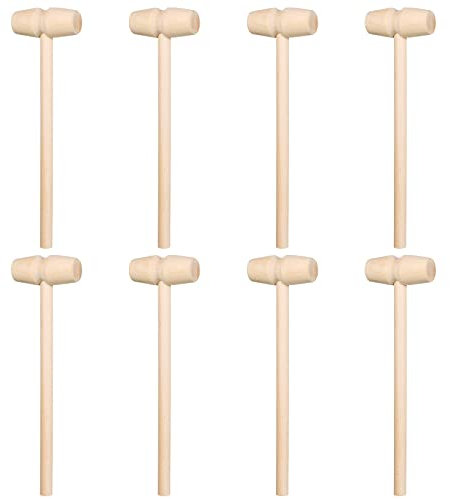HOTMNTY Mini DIY Wooden Hammer, Crab Mallet Mashing Toy, Educational Tool for Boys, Girls, Children - 8 Pieces