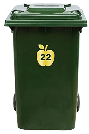 Kliko Aufkleber / Müllkasten Aufkleber - Apfel - Nummer 22 - 16,5x20 - Gold