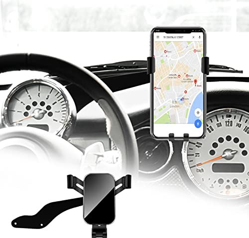 KUNGKIC Support de téléphone de Voiture Réglable Support de téléphone de Voiture Compatible avec Mini Cooper R50 R52 R53 Accessoires Intérieur Rotation 360° Alliage de Zinc ABS(Noir)