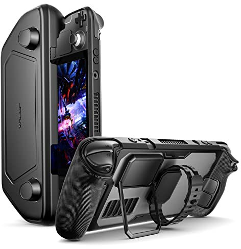 JSAUX PC0104 ModCase Compatible avec Steam Deck/Steam Deck OLED, Protection Complète Incluant Coque Amovible, Coque de Protection, Support métallique et Sangle - Kit de Base