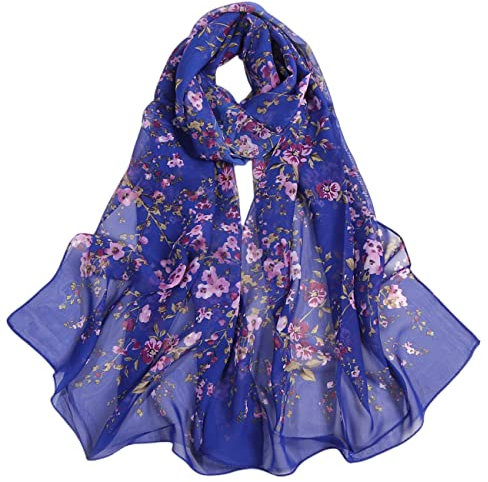 FAIRYGATE Schal Damen Blau Schals & Tücher für Damen Halstuch Damen Seide Chiffon Hijab Damen oder Kopftuch für muslimische Damen Turban für Damen A4416