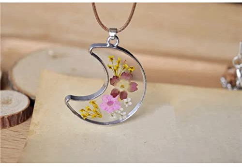 Frauen Kette Schmuck Natürliche getrocknete Blume Kette Halskette Langer Streifen Anhänger Halskette Frauen Schmuck Urlaub Geschenke