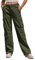 Fuakesor Cargohose Damen Baggy Y2K Multi Taschen High Waist Stretch Wanderhose Sport Jogginghose mit Elastischen Knöcheln(Grün,M)
