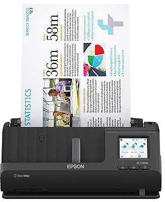 Epson Workforce ES-C380W Wireless Compact Desktop Document Scanner with 2-Sided Scanning and Auto Document Feeder (ADF) for PC and Mac