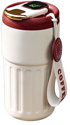 Smart Isolierflasche, Edelstahl-Kaffeetasse mit intelligenter LED-Temperaturanzeige, 450 ml, tragbare Kaffeeflasche mit auslaufsicherem Deckel für Reisen, Camping