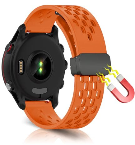 WoPail 22mm Correa Magnética para HUAWEI WATCH Ultimate 2/GT 6/GT 6 Pro/GT 5/GT 5 Pro 46mm Silicona Respirable Correas Banda Deportiva Pulsera para Huawei Watch 5 Naranja