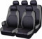 Kadue Auto Sitzbezüge Sets kompatibel mit Skoda Octavia Mk2 (1Z) 2004-2013, Wasserdicht Sitzbezug Komplett Set PU Leder Autositzbezüge Vordersitze Rücksitze Schonbezüge,A/9pcs Set Grey