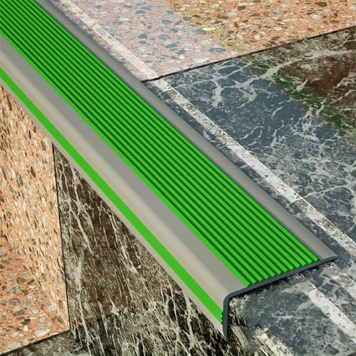 Nez De Marche Caoutchouc Nez De Marche Baguette D’Angle De Protection Forme en L Ruban De Sécurité Antidérapant Nez De Marche Profil D’Angle Nez De Marche Profilé D'escalier (Color : Green, Size : 4