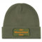 INDIGOS UG - Mütze Herren Winter Olive Bedruckt mit Wunschtext oder Name - Strickmütze mit Patch - für Winter, Ski, Party, Apres-Ski - personalisiert selbst gestalten