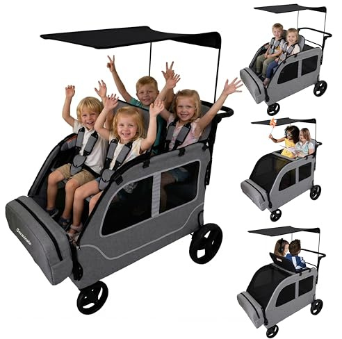 Germinate 4 Seater Wagon Stroller, Triple Stroller for 2 3 Kids Toddler