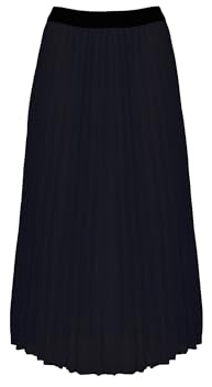 COTIDI Faltenrock, lang, mittellang, für Damen, elastischer Bund, hergestellt in Italien, Schwarz