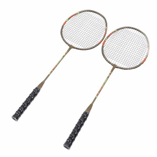 Tragbares Badmintonschläger-Set, Doppelschläger aus Eisenlegierung für Erwachsene, Studenten, Männer, Frauen, Training und Unterhaltung (Gold)