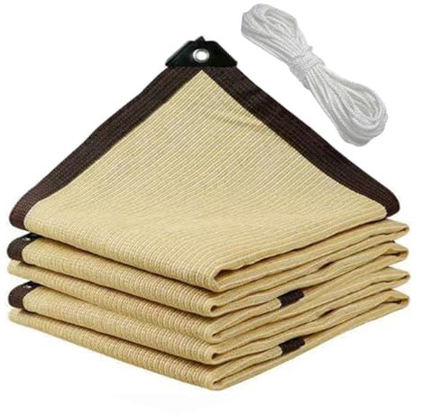 Voile Ombrage 5x6m Protection UV - Durable - Résistant à la déchirure - Toile pour Pergola - Voile D Ombrage pour Protection des Plantes, Serre, Grange ou Chenil, Beige