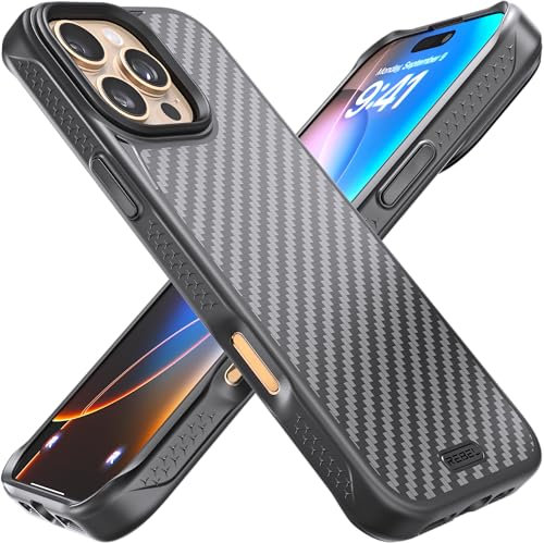 REBEL Schutzhülle für iPhone 16 Pro Max [Gen-6 Aramidfaser], starke MagSafe-kompatibel, griffige Seiten, stoßfeste Ecken, Metalllinse und Tasten, verbessertes Schutzdesign, 17,5 cm (6,9 Zoll) Handy