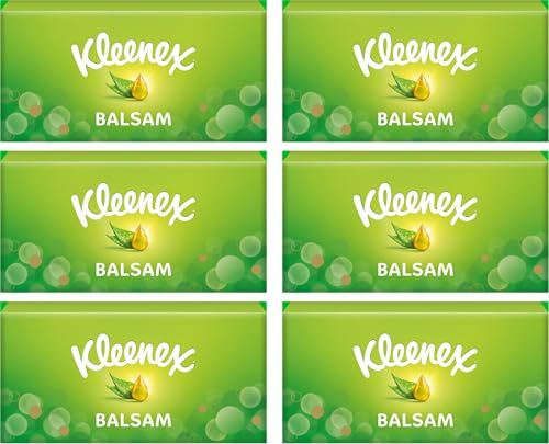 Kleenex Balsam Facial Tissues – 6 Standard Tissue Boxes - Balmcare® with Aloe Vera, Vitamin E and Calendula