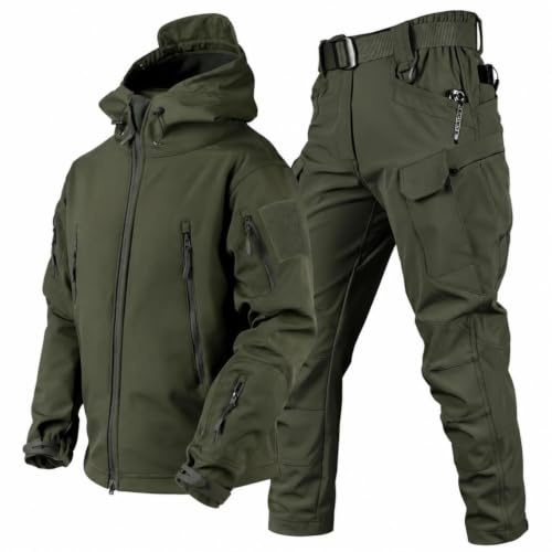 TAUIANE Giacca E Pantaloni Tattici da Uomo, Tute Militari Softshell, Set di Tute da Combattimento dell'Esercito, Uniforme Mimetica Impermeabile, per Lavoro All'Aperto Sci Pesca