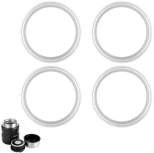 4pcs Replacement Gaskets Compatible for Thermos Stainless King 16 & 24 Ounce Food Jar, Silicone Flask Seal Ring Seal Parts O-Ring Replacement Compatible for Thermos Stainless King Food Jar BPA Free