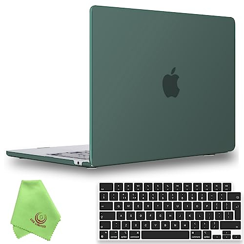 UESWILL Case for 2022-2026 MacBook Air 13 inch M5 M4 M3 M2, Midnight Green | Model A3449 A3240 A3113 A2681, Matte Smooth Silky Touch, 3in1 Kit Includes Hard Case + Keyboard Cover + Microfiber Cloth
