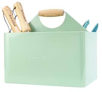 Berry&Bird Garten-Werkzeug-Organizer, Metall-Garten-Caddy mit 4 Fächern | Gartengeräte-Box für drinnen und draußen, Holzgriff, Gartenwerkzeugkorb, praktisches Gärtnergeschenk für Gartenliebhaber