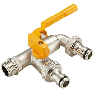 TYMYW Doppelter Wasserhahn Garten Messing Kugelhahn 1/2 Zoll Frostsicher für Outdoor,Garten,Chromsilber