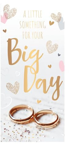 Wedding Day Money Wallet, Something for Your Big Day, Rings Design, Gold Hearts, UK Made