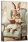 ZQQART Ostern Leinwand Wandbild Niedliches Kaninchen liest ein Buch Bild Wanddekoration Bunn Poster Drucke Tiermalerei Arbeitszimmer Bibliothek Dekor Gerahmt(Rosa,30x45cm)