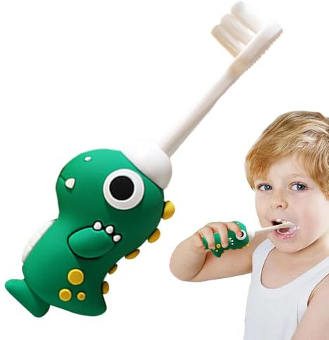 Dgayaeic Weiche Zahnbürste für Kleinkinder, Kindergröße, Trainingszahnbürste, niedliche Dinosaurier- -Zahnbürste, Kinderzahnbürste für 2–6 Jahre alt