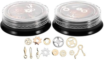 PERSELOSO Steampunk Nagelaccessoires aus Legierung mit Zahnradmotiv 2 Stück Wiederverwendbar für Nagelkunst und Kreative Bastelarbeiten