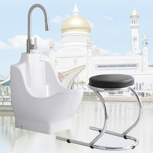 SBCGFY Pedicure Bath, Muslim Footbath with Pull-out Faucets and All-copper Drains, 1280° High Temperature Resistance and Load-bearing 500KG, Keep Body Mind Clean