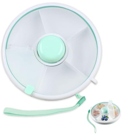 GIDWRIY Snack Box Kinder Spinner,Rotierende Snackbox Aus Kunststoff,Snackteller Mit Deckel,Snackbox Rund Zum Drehen,Dreh Brotdose Mit Knopf,Snack Organizer Box,Snackplatter,Obstteller Mit Fächern