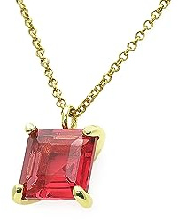 Collana con Ciondolo di Tormalina Rosa Taglio Principale Quadrato - Pietra di Compleanno di Ottobre in Vermeil d'Oro 18k - Gioielli Sofisticati per Donne - Regalo di Compleanno Perfetto per Ottobre