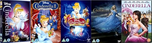 Cinderella Complete 5 DVD Film Collection - Cinderella / Cinderella 2: Dreams Come True / Cinderella 3: A Twist in Time / Cinderella [DVD] by Lily James / Cinderella (2021) DVD