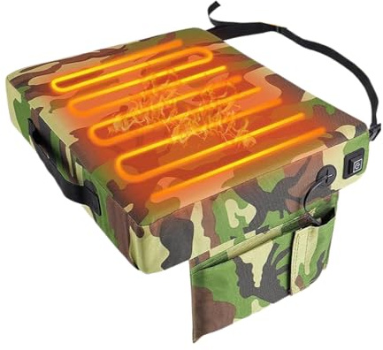 Beheiztes Sitzkissen: Camouflage-Design, Sitzkissen mit Heizung, Matte für Camping im Winter mit natürlicher Umgebung, beheizbare Kissen für Camping, Jagd und Stadionbeobachtung