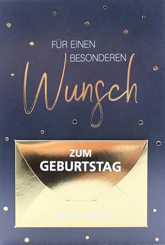Verlag Dominique Geburtstagskarte mit Geldfach – Edle Geldkarte zum Geburtstag in Dunkelblau Gold – Hochwertige Glückwunschkarte mit Umschlag und blanco Innenseite für Geldgeschenk