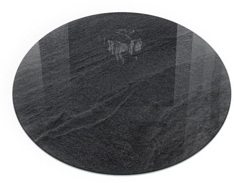 Revêtement de Sol en Verre pour Cheminée ⌀ 80 cm Bords Polis Protection Thermique Moderne Durable Verre Résistance aux Taches Décoration 1 Art - Texture de Pierre Naturelle