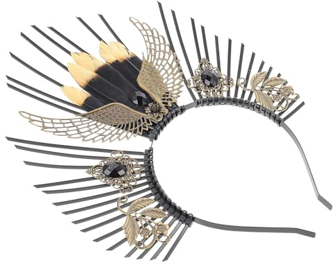POPETPOP Gothic Damen Haarreif Schwarz Elegant Lichtring Stirnband Party Kopfschmuck Sanfter Hautfreundlicher Haarschmuck DIY Krone Zubehör