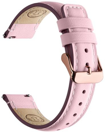 Uhrenarmband 18mm mit Schnellverschluss für Garmin Venu 3S 2S/Vivoactive 4S | Classic Retro Echt Leder Armband für Garmin vivoactive 3S/Venu 4 41mm,Rosa + Roségoldene Schnalle